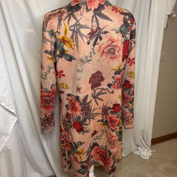 Solitaire Anthropologie Floral Faux Suede Open Front Jacket Stylish Womens - Picture 8 of 9